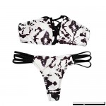Funic Women Floral Print Strappy Cross Bandage Bikini Set Padded Swimwear Beachwear Swimsuit White B07NCHCJS6